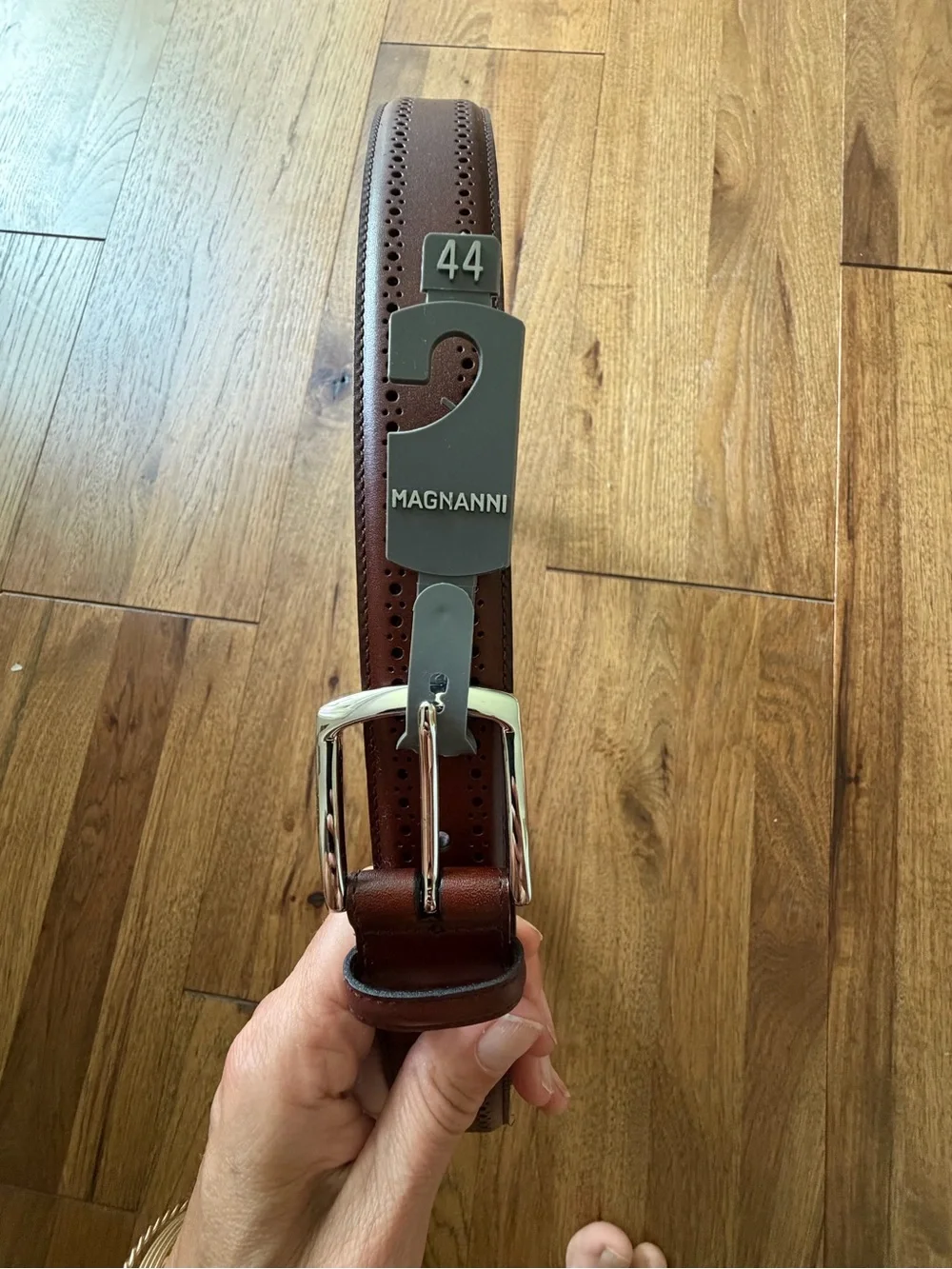 New Allen Edmonds Men's Manistee Brown Perforated Leather Dress Belt Sz 44
